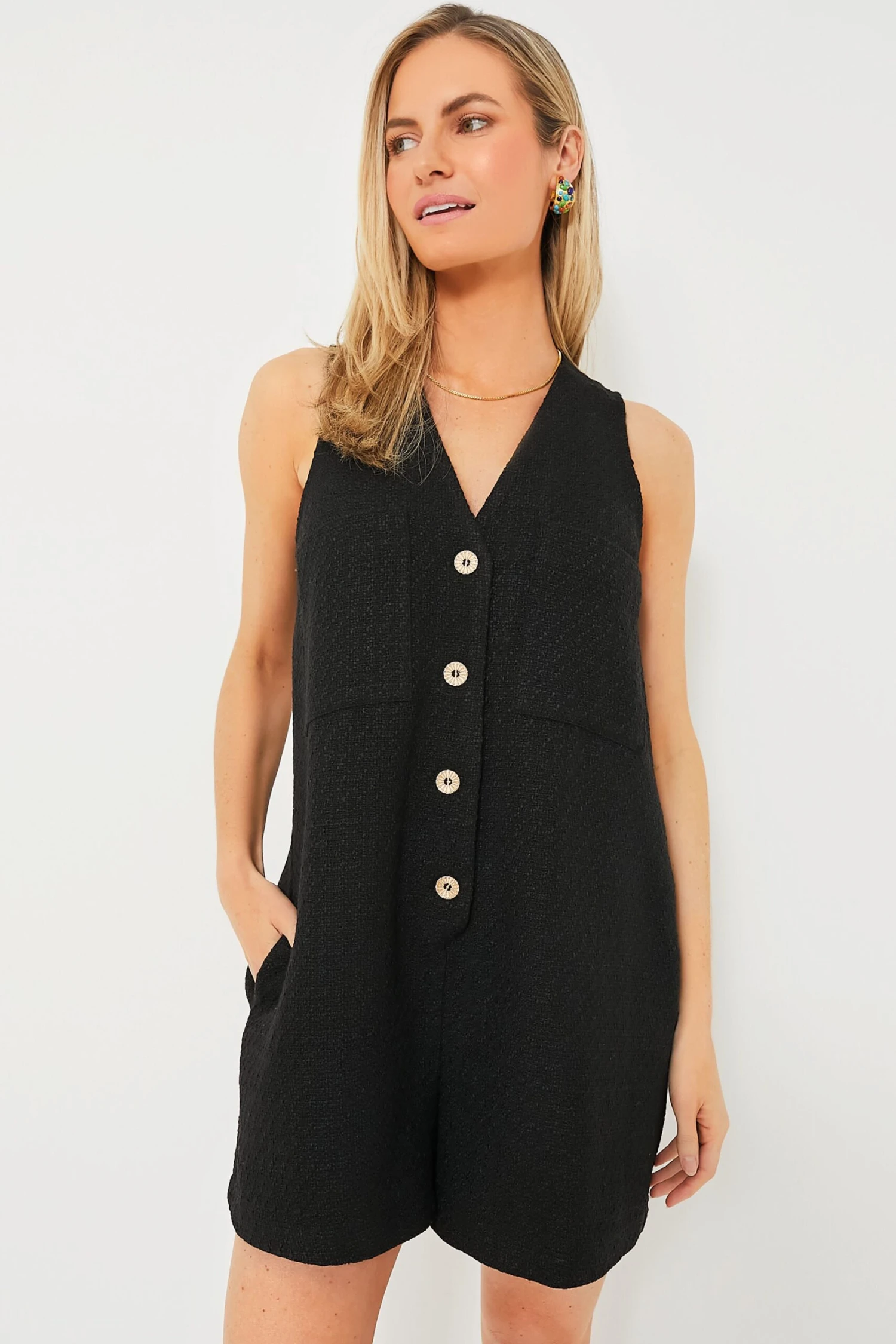 Black Textured Myla Romper 2 Black Textured Myla Romper - Image 2