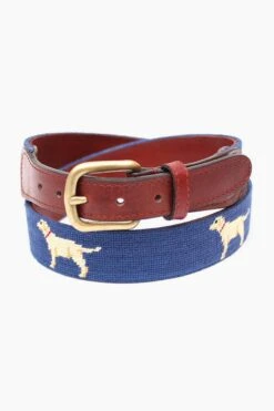 Yellow Lab Needlepoint Belt