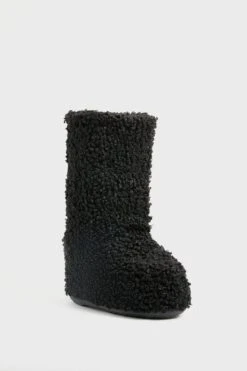 Moon Boot Black Icon Faux Astrakan Boots