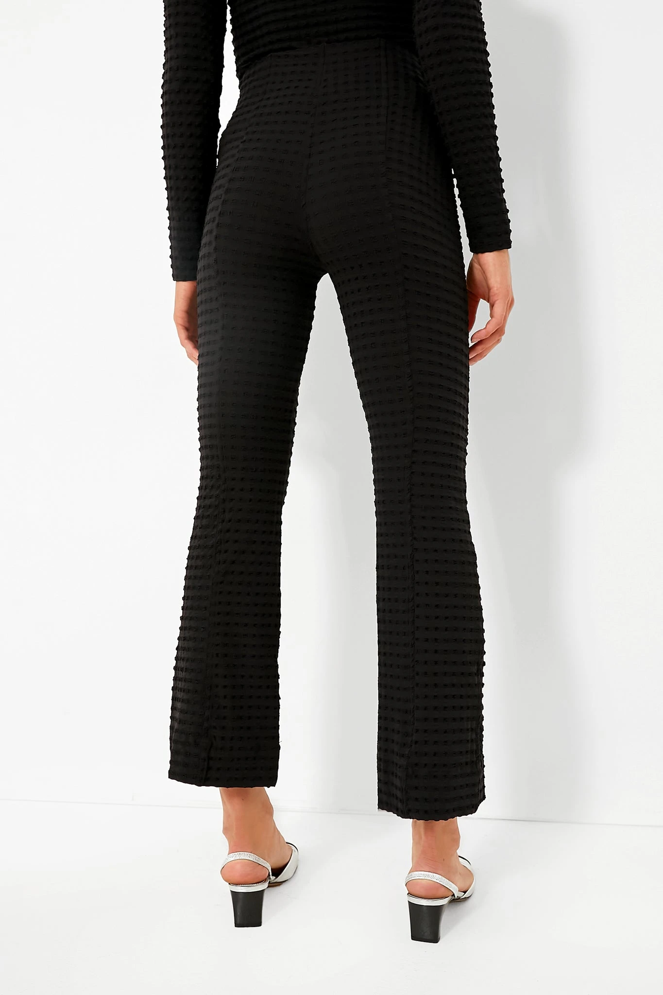 Ganni Black Stretch Seersucker Cropped Pants 3 Ganni Black Stretch Seersucker Cropped Pants - Image 3