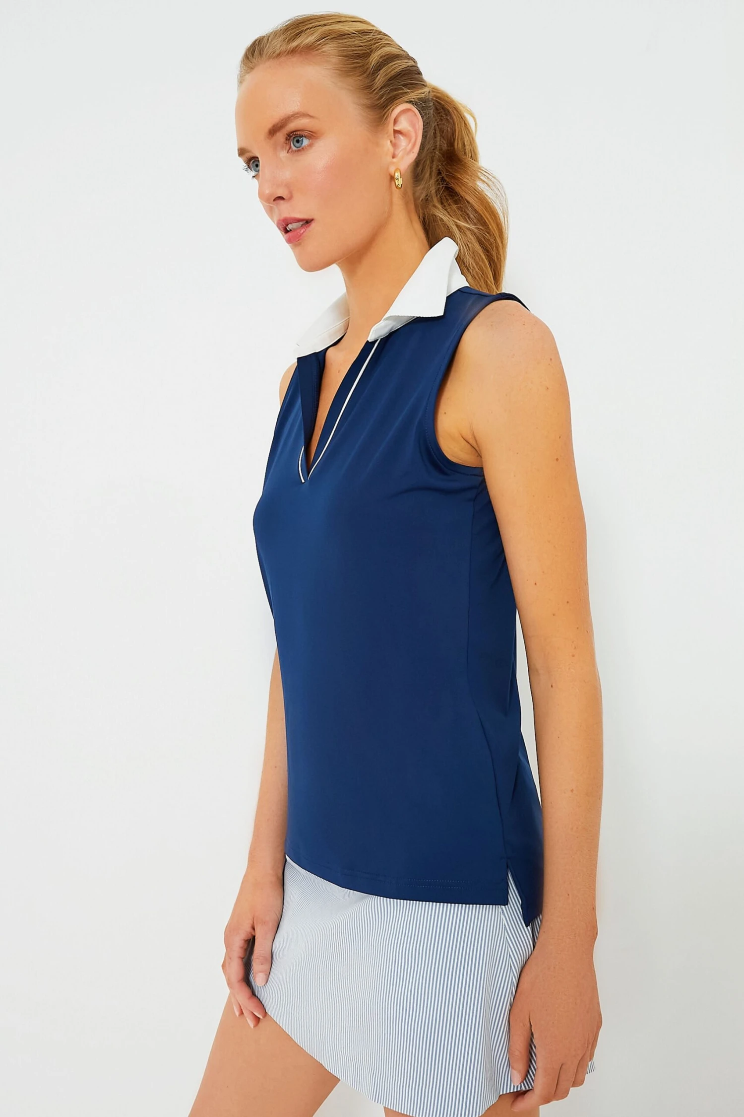 Navy Sleeveless Caroline Polo 3 Navy Sleeveless Caroline Polo - Image 3
