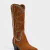 Loeffler Randall Cacao Suede With Silver Studs Wilder Boots
