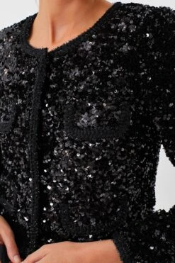 SELF PORTRAIT Black Sequin Cropped Jacket -Outfit And Shoe Sales Store eb1IW48syX30q1hukTzD3za6g8IV6UVD 1
