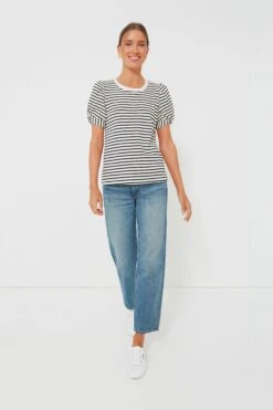 Navy Striped Vesty Puff Short Sleeve Crewneck -Outfit And Shoe Sales Store ekvhLpDqjUWV53QpEFjsrUv5WdYw873f 1