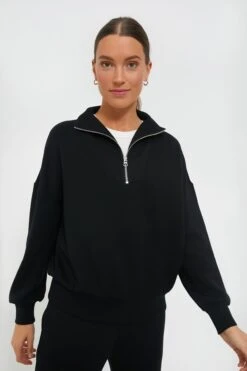 Varley Black Hawley Half Zip Sweater
