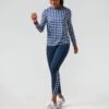 Navy Trellis Gingham Long Sleeve Ryan Boyfriend Tee