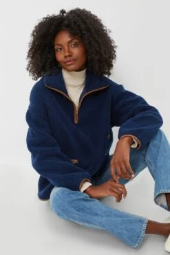 Navy Rhodes Shearling Quarter Zip -Outfit And Shoe Sales Store fvdXFnCwRGrLgG7fC9DcGP1zzoapOiYT 1