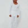 Blue Floral Organic Long Sleeve Pajama Set