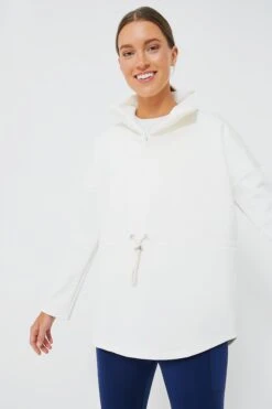 Outfit And Shoe Sales Store 15 White Cinched Natalie Quarter Zip