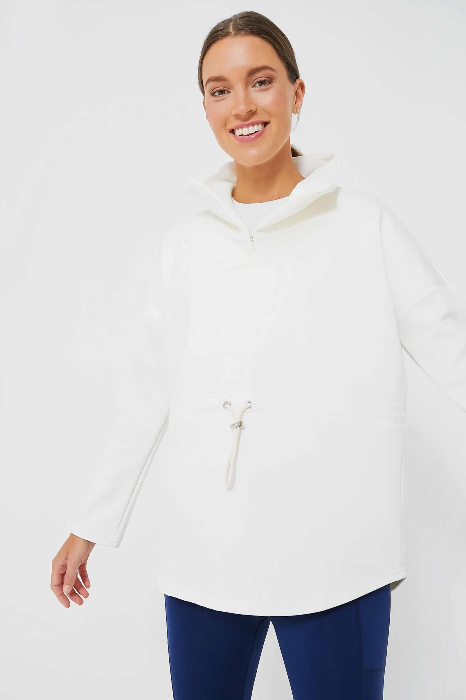 White Cinched Natalie Quarter Zip 1 White Cinched Natalie Quarter Zip