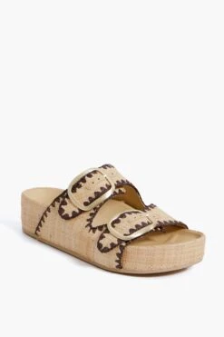 Loeffler Randall Natural And Dark Brown Straw Theo Two Band Sandal