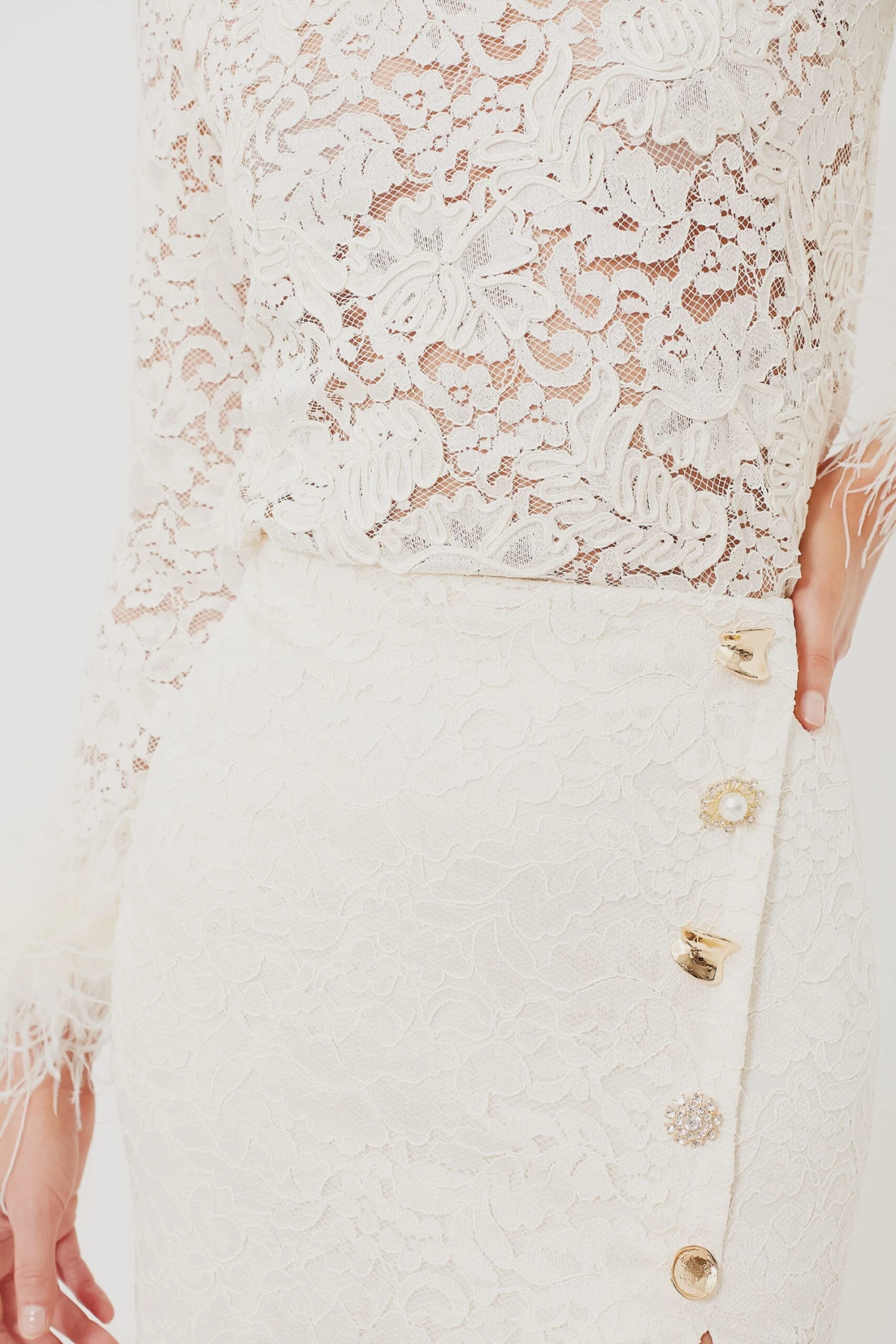 SELF PORTRAIT Cream Cord Lace Midi Skirt 5 SELF PORTRAIT Cream Cord Lace Midi Skirt - Image 5