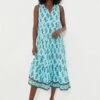 Tropical Turquoise Bouquet Salty Paloma Caftan