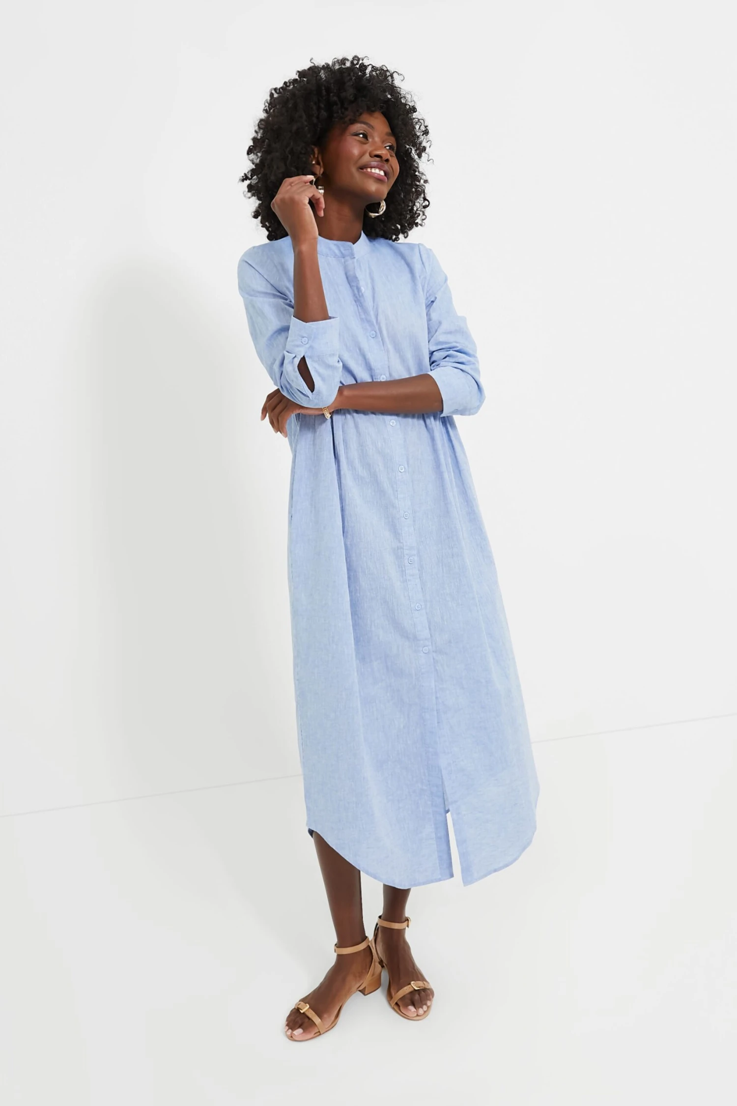 Chambray Linen Lydell Maxi Dress 2 Chambray Linen Lydell Maxi Dress - Image 2