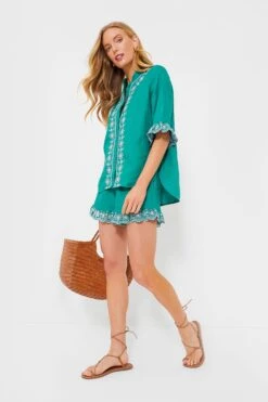 Embroidered Linen Montauk Lounge Shirt -Outfit And Shoe Sales Store iBSpByjcNTLeBLRNOKYJloKzrJpLKIvl 1