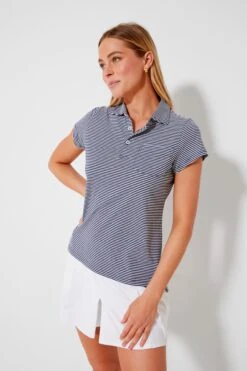 Navy And White Short Sleeve Polo