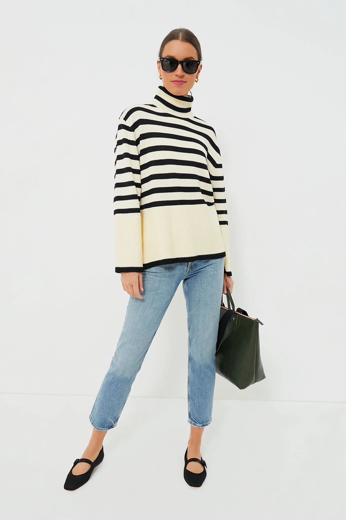 Cream Striped Turtleneck Sweater 2 Cream Striped Turtleneck Sweater - Image 2
