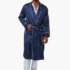 Mens Navy Silk Long Robe