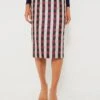 Bordeaux Check Jacquard Cynthia Skirt