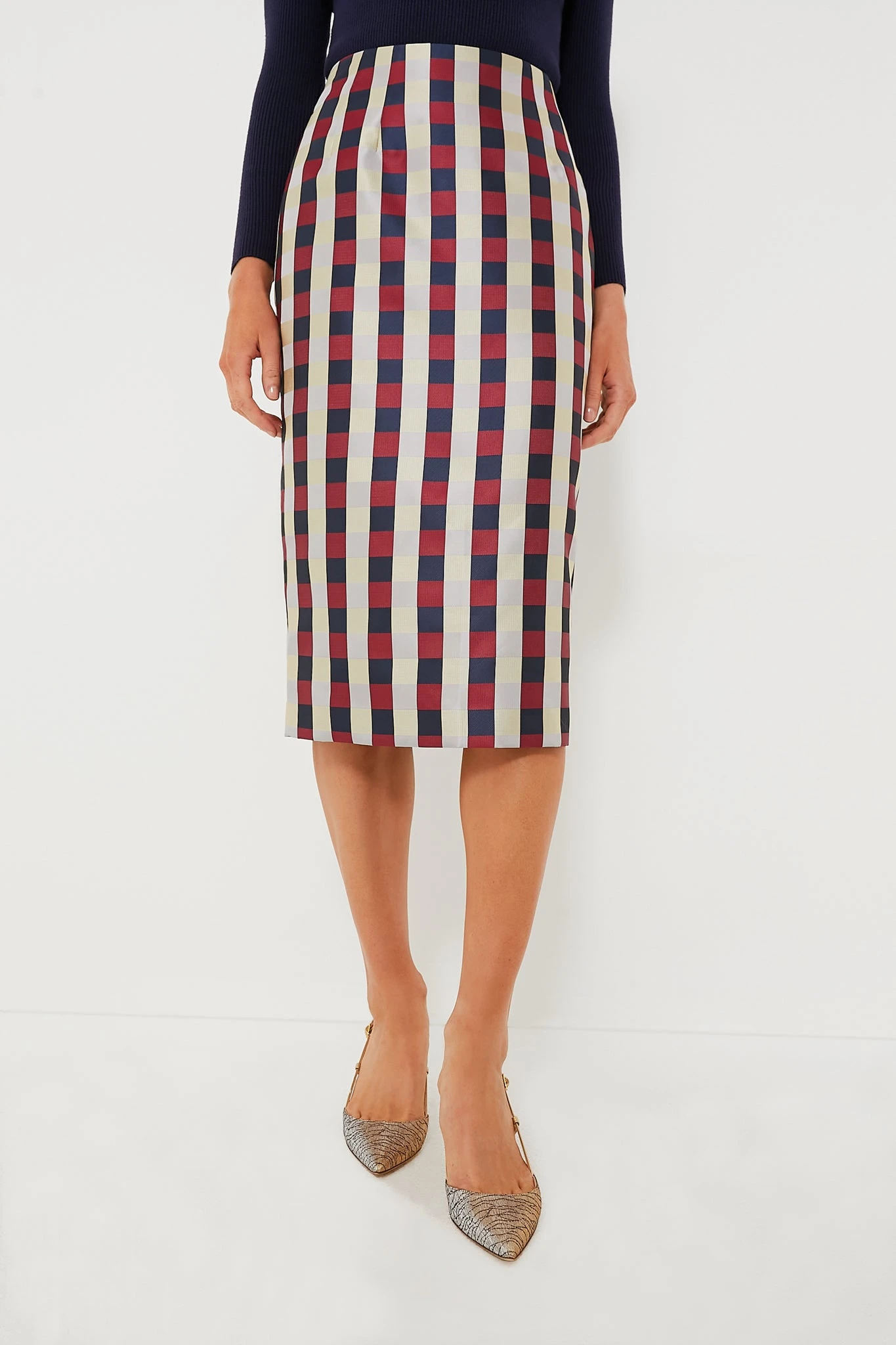 Bordeaux Check Jacquard Cynthia Skirt 1 Bordeaux Check Jacquard Cynthia Skirt
