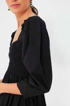 Ganni Black Cotton Poplin Open-Neck Smock Long Dress -Outfit And Shoe Sales Store j53vsF4NxqCT8iUtxG0PRIa9M0zuqILw 1