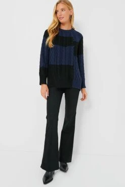 Navy And Black Color Block Cable Sweater -Outfit And Shoe Sales Store j5lNIjSBFNgCauaiks0gtgErz4fy5IpC 1