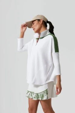 White And French Green Amelie Quarter Zip -Outfit And Shoe Sales Store jD91FOTPCzwtoukBx72sflxKMWGZImI9 1