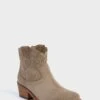 Taupe Cali Broderie Suede Cowboy Boots