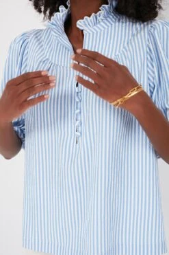 Blue Stripe Selena Blouse -Outfit And Shoe Sales Store jZyCeeJiCWQ4RPl2bAFj0wdSPWb1DHUf 1