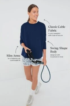 Navy Cable Ally Swing Sweatshirt -Outfit And Shoe Sales Store jkIiQtRtuY3hl7QxtBN75MPWUziQTP8j 1