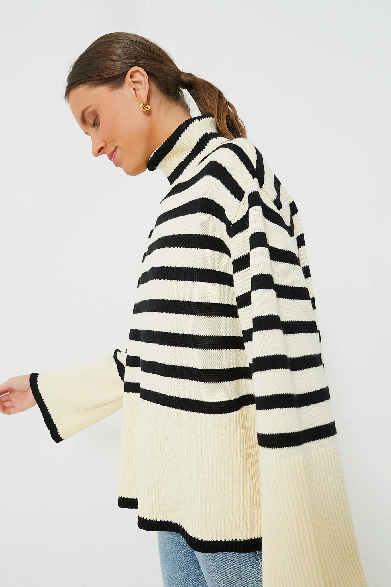 Cream Striped Turtleneck Sweater 3 Cream Striped Turtleneck Sweater - Image 3