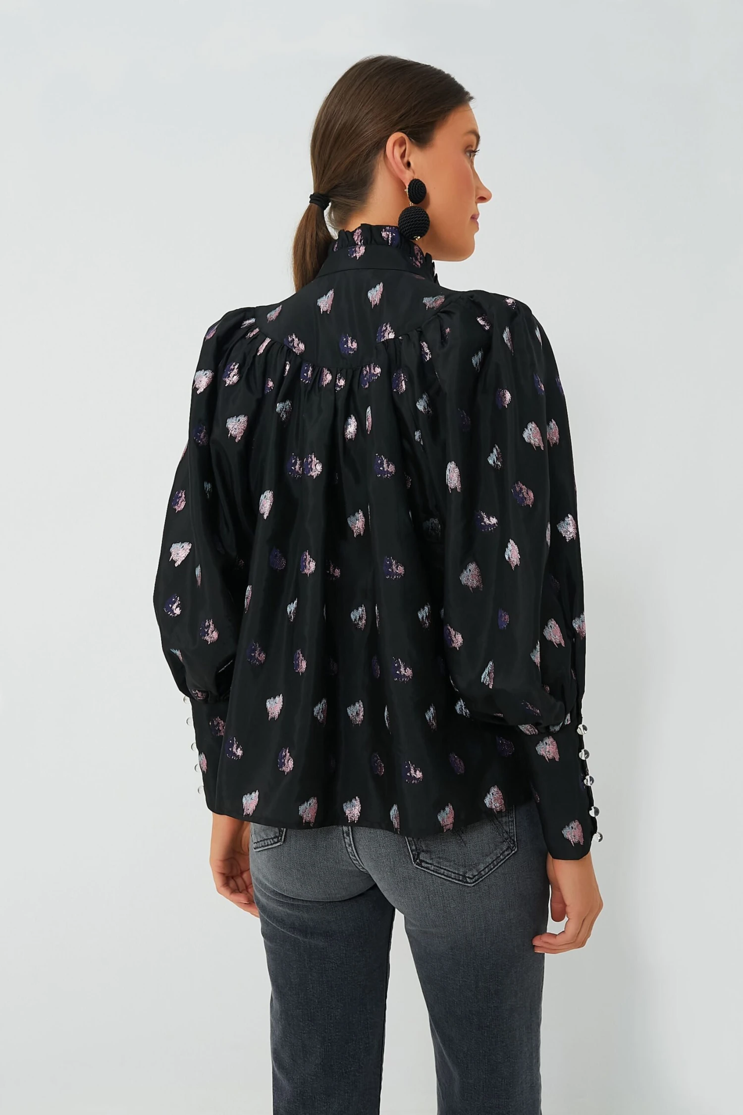 Black And Blurred Dot Fil Coupe Corrigan Blouse 4 Black And Blurred Dot Fil Coupe Corrigan Blouse - Image 4