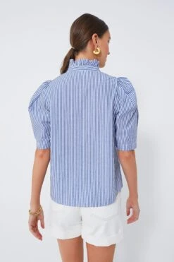 Blue Striped Alicia Blouse -Outfit And Shoe Sales Store kEHXE1sVCjMrmUlzsUBzsse2M9XTMcsp 1