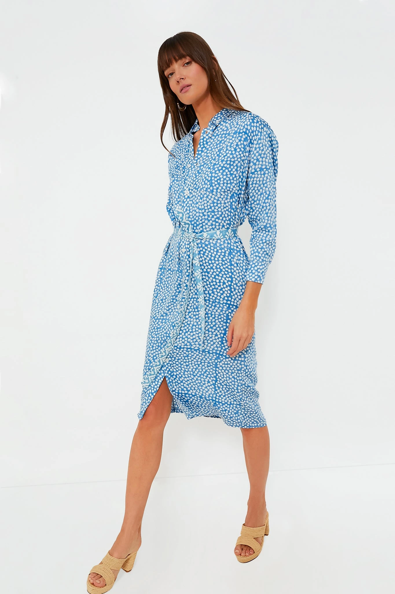 Painterly Dots Blue Ry Shirtdress 1 Painterly Dots Blue Ry Shirtdress