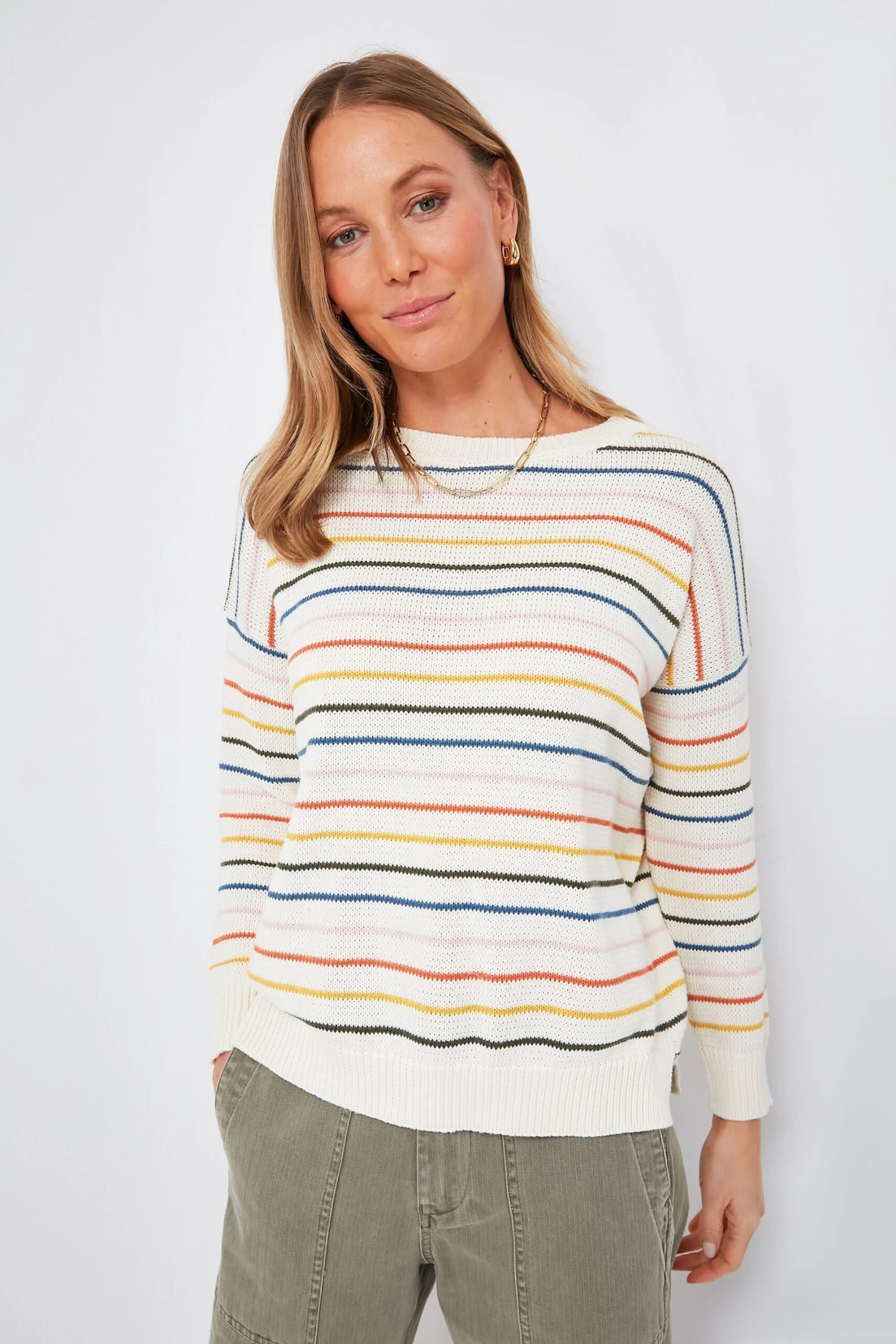 Rainbow 5 Stripe Organic Carolyn Sweater 6 Rainbow 5 Stripe Organic Carolyn Sweater - Image 6