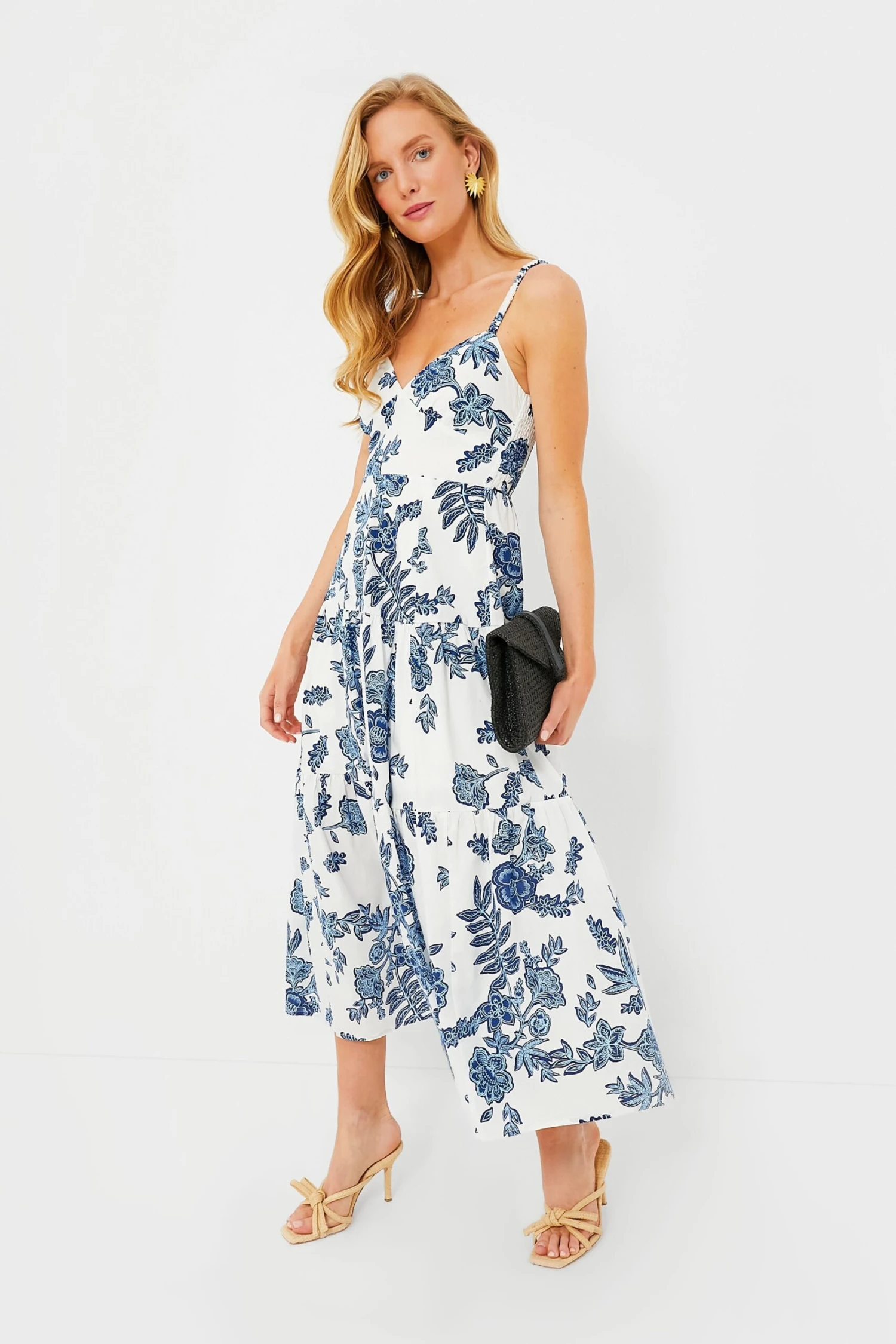 Blue Multi Plunge Maxi Dress 2 Blue Multi Plunge Maxi Dress - Image 2