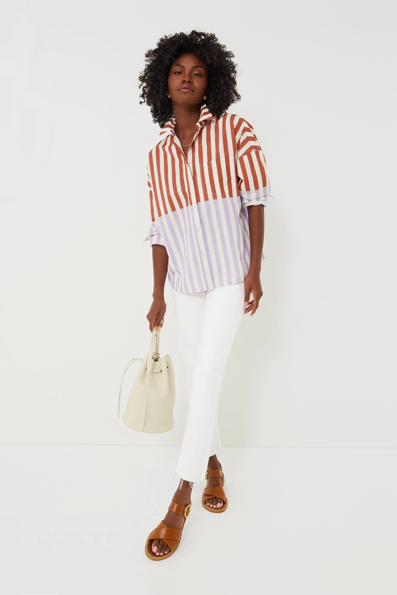 Rust And Light Violet Chiara Combination Stripe Shirt 2 Rust And Light Violet Chiara Combination Stripe Shirt - Image 2