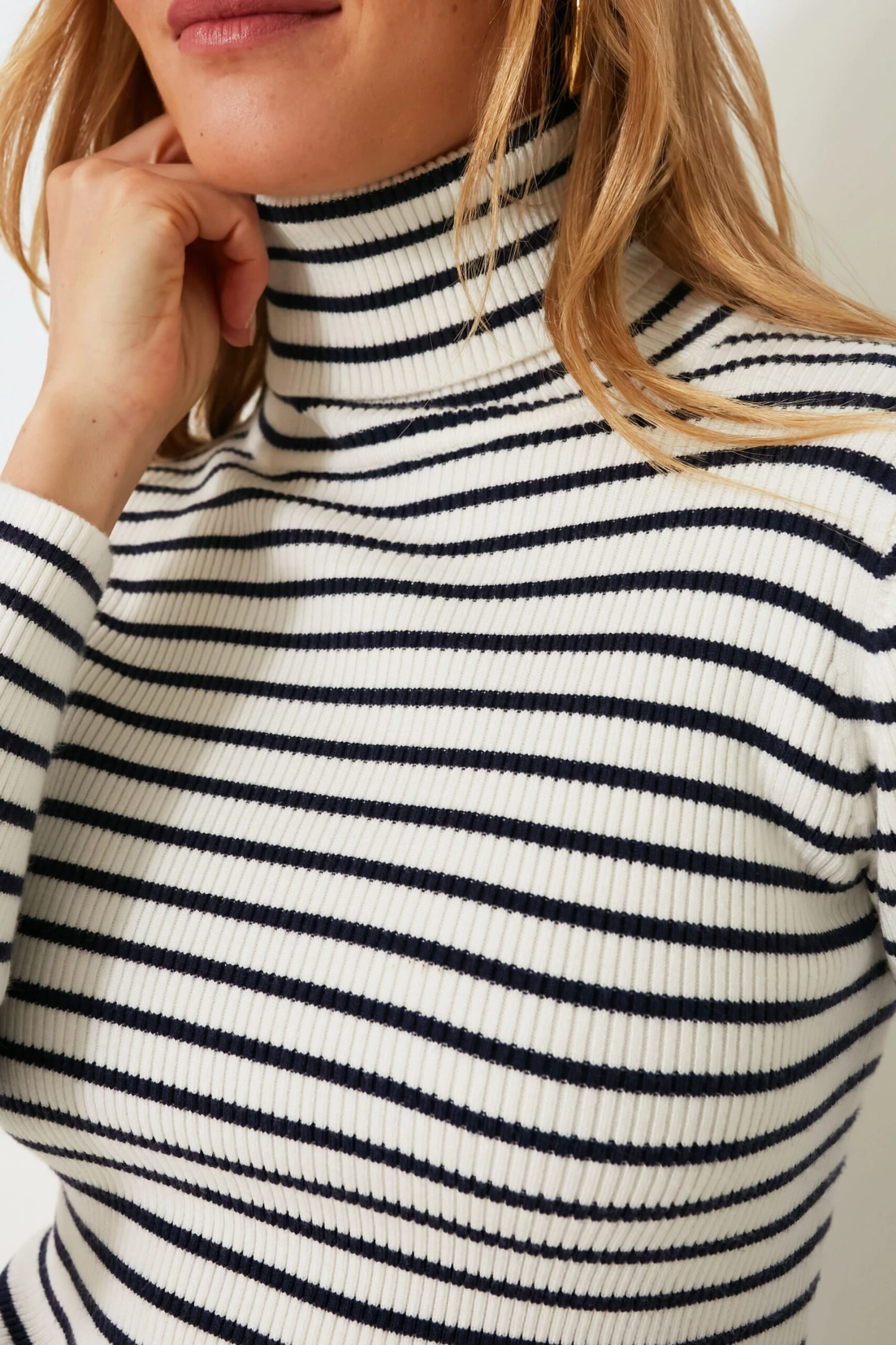 Navy Stripe Arlo Ribbed Turtleneck 5 Navy Stripe Arlo Ribbed Turtleneck - Image 5