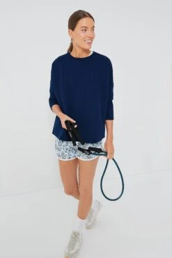 Navy Cable Ally Swing Sweatshirt -Outfit And Shoe Sales Store lHn3AUzcbgdZ1akSLq1LKLD5deLqbjca 1