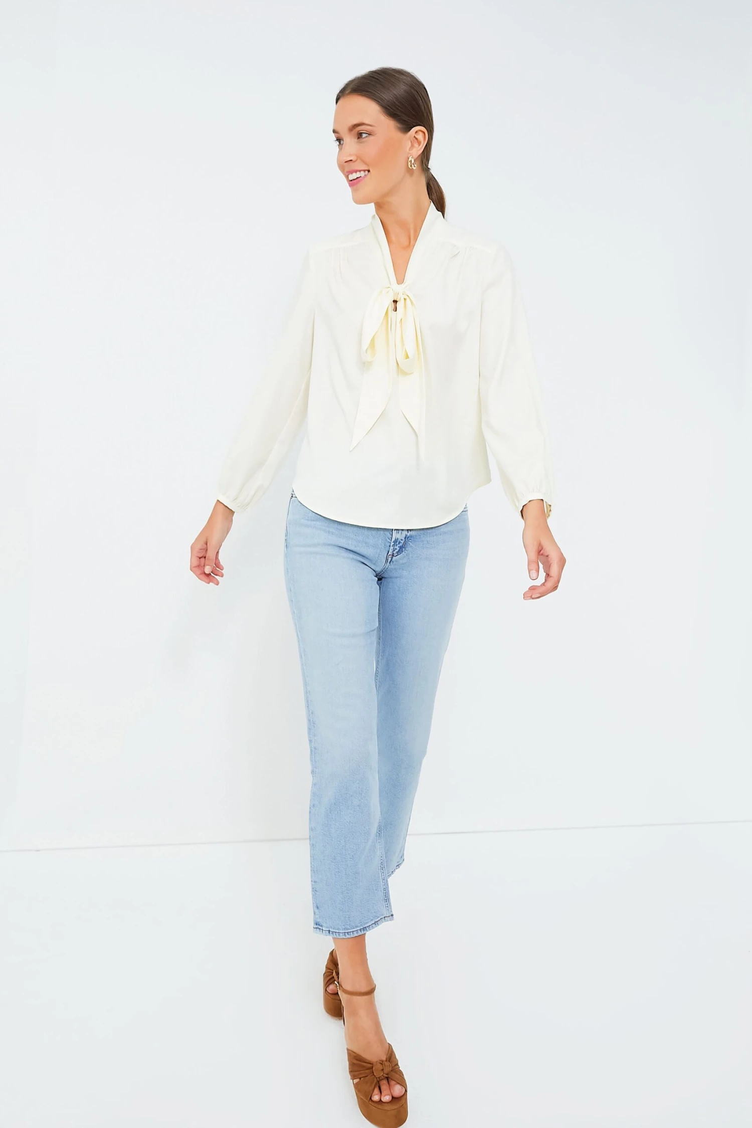 Ivory Satin Eva Blouse 3 Ivory Satin Eva Blouse - Image 3