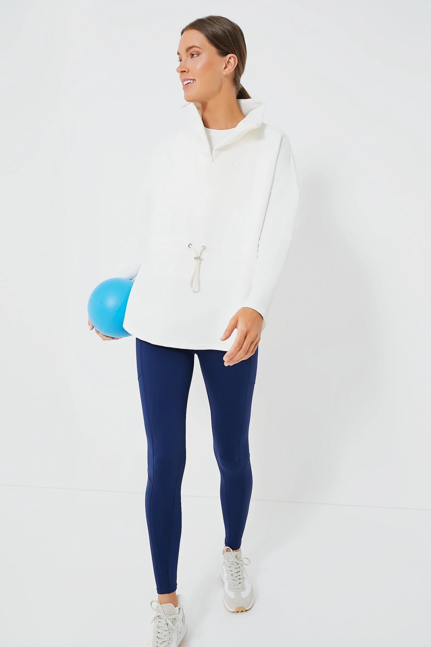 White Cinched Natalie Quarter Zip 2 White Cinched Natalie Quarter Zip - Image 2