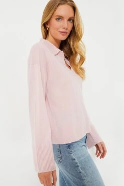 Blush Pink Cashmere Ally Polo Pullover -Outfit And Shoe Sales Store lim7fnPplHhCpfhWA2Q8igqLsoOq5aER 1