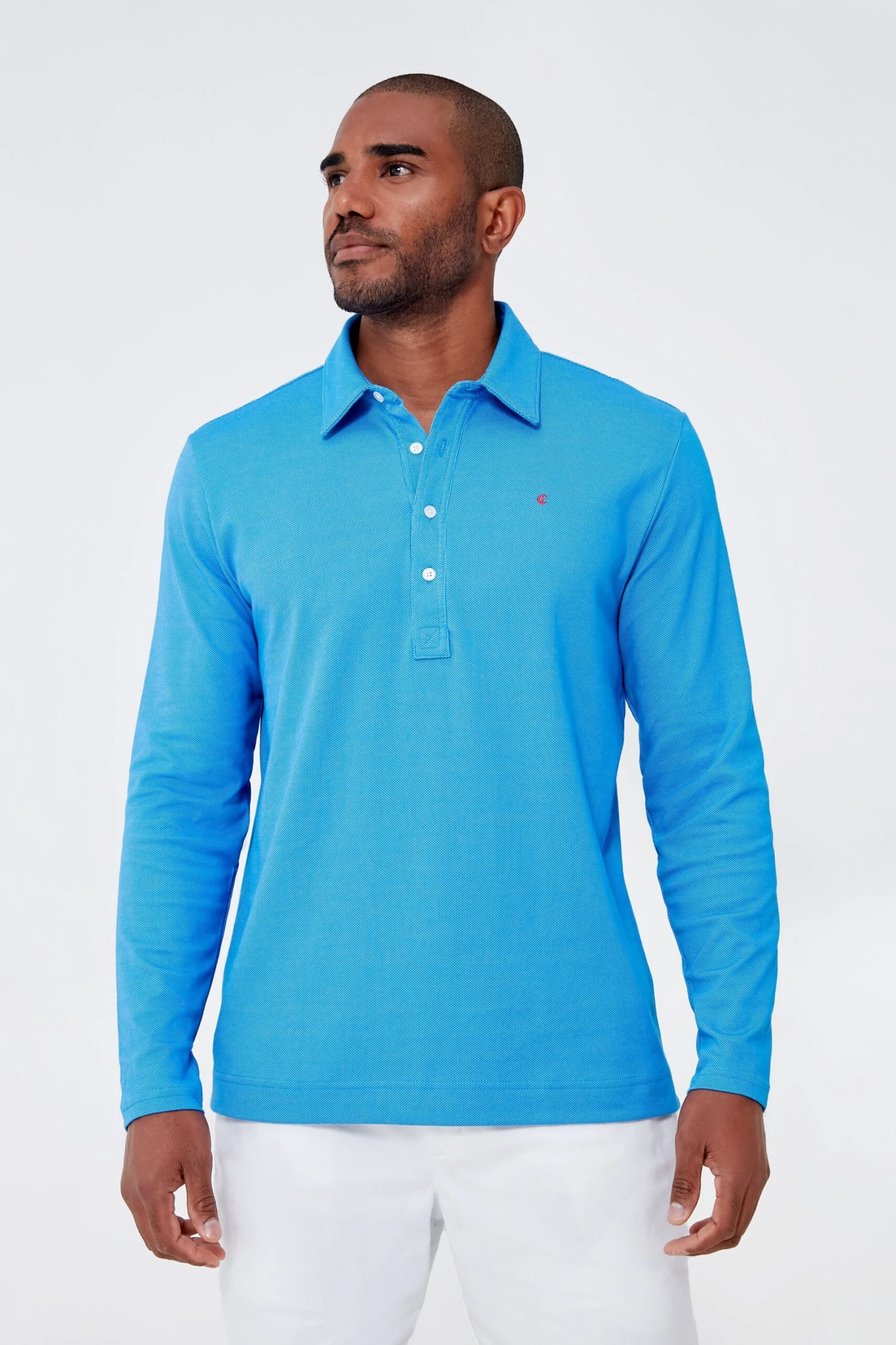 French Blue Jacquard Long Sleeve Range Polo 7 French Blue Jacquard Long Sleeve Range Polo - Image 7