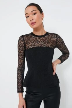 Black Prima Long Sleeve Bustier Top
