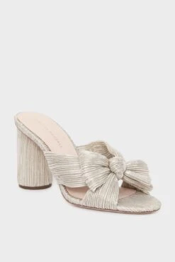 Loeffler Randall Platinum Lame Penny Knot Mules