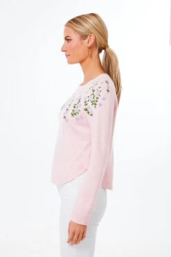 Pink Floral Embroidered Lilah Sweater -Outfit And Shoe Sales Store ms2uG3GNt6NG6wcFazig2qb5ONncSVaA 1
