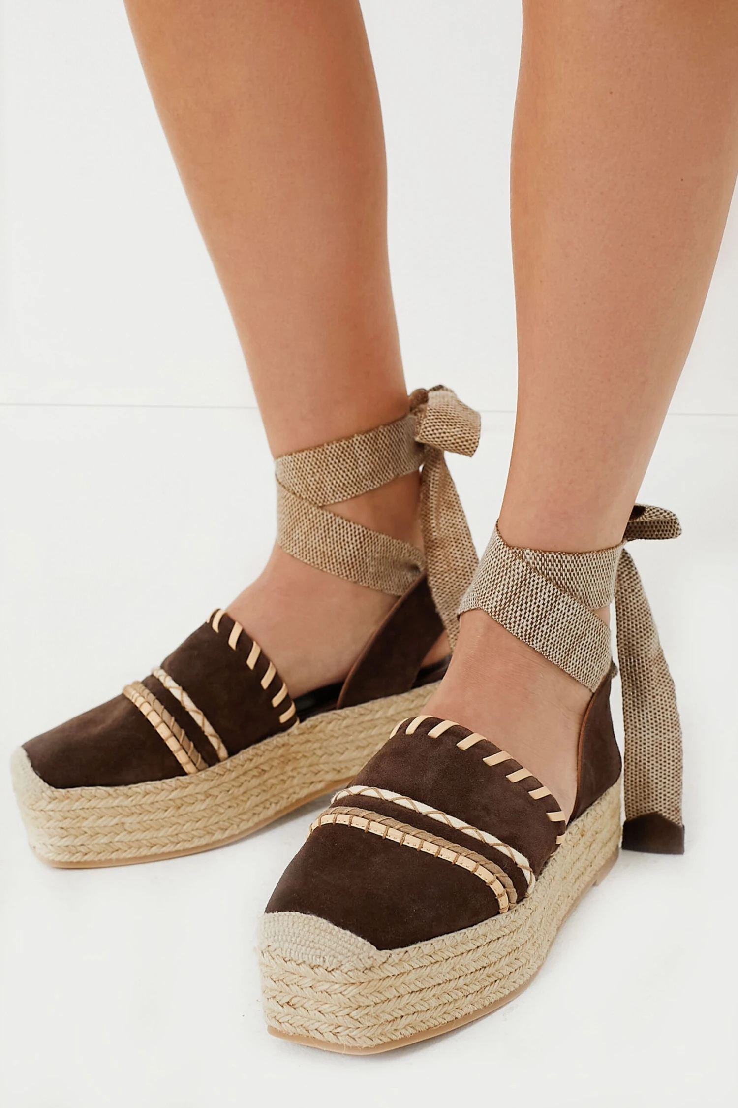 ULLA JOHNSON Dark Brown Stitch Detail Espadrilles 3 ULLA JOHNSON Dark Brown Stitch Detail Espadrilles - Image 3