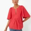 Red Finley Flutter Sleeve Top