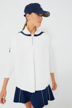 Outfit And Shoe Sales Store 3 White And Navy Amelie Quarter Zip