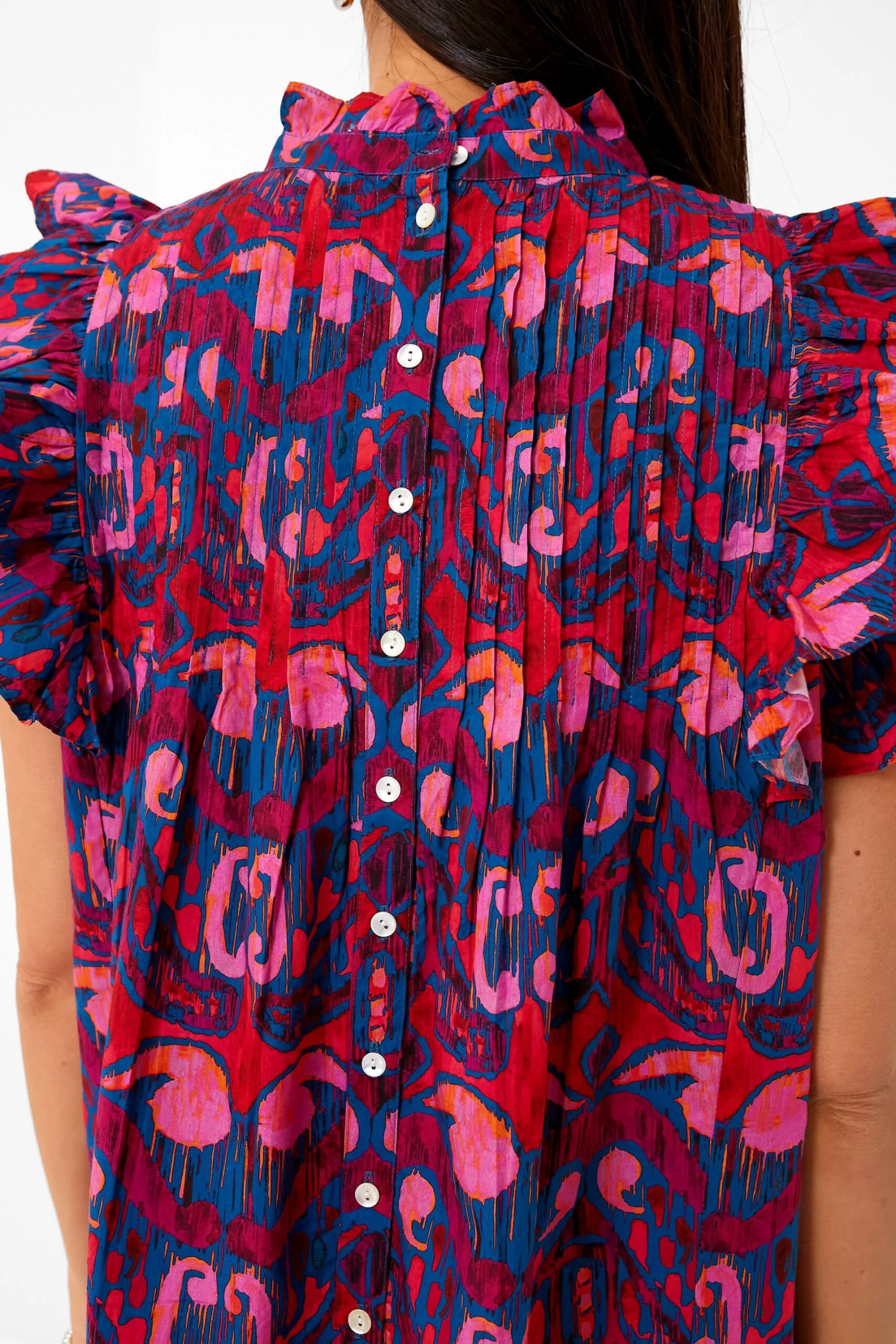 Exclusive Blue Kazak Pintuck Ruffle Top 5 Exclusive Blue Kazak Pintuck Ruffle Top - Image 5